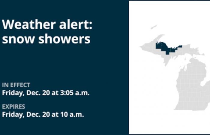 Prepárese para lluvias de nieve en la Península Superior hasta el viernes por la mañana