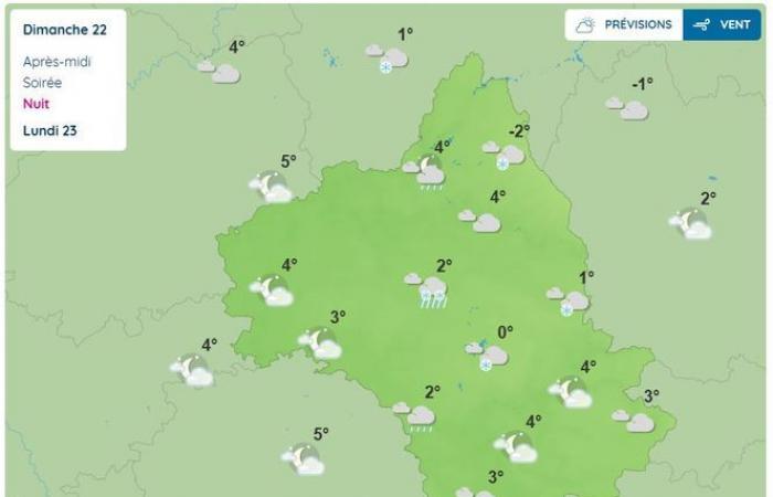 TARJETAS. El tiempo: Aveyron en doble vigilancia por viento y nieve este domingo por la noche, ¿qué esperar en el departamento?