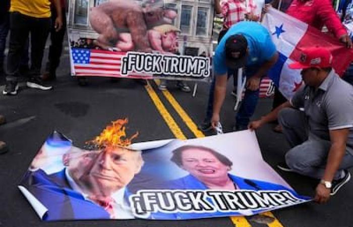 “Manos fuera del canal”: manifestación contra Trump en Panamá