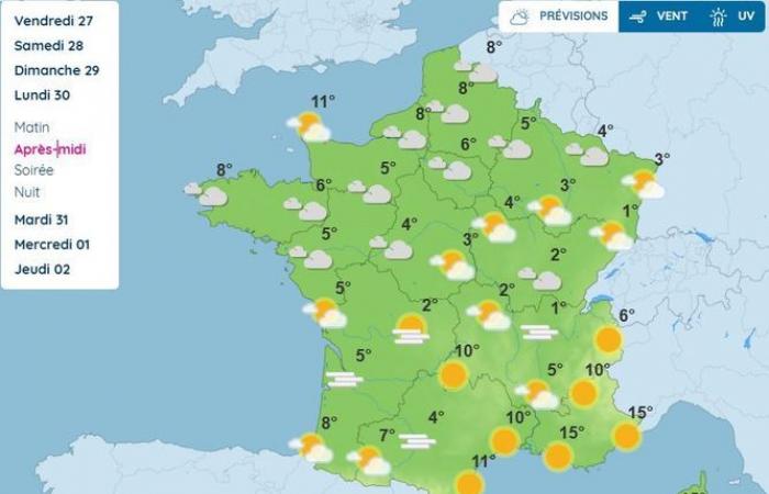 El tiempo para el fin de semana y hasta el 1 de enero: qué tiempo se espera en Occitania y Francia