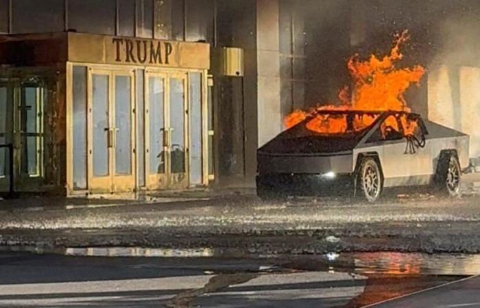 Tesla Cybertruck explota frente al hotel Trump en Las Vegas