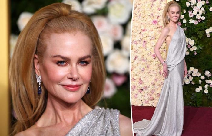 Nicole Kidman luce un vestido sin espalda en la alfombra roja de los Globos de Oro 2025