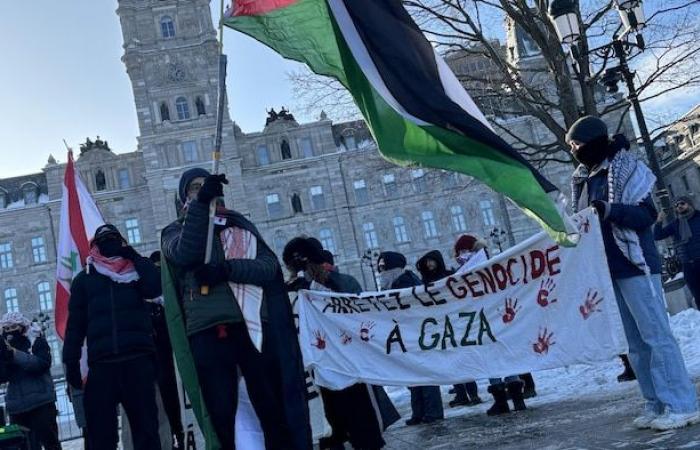 Primera manifestación pro palestina del año a pesar del frío en Quebec