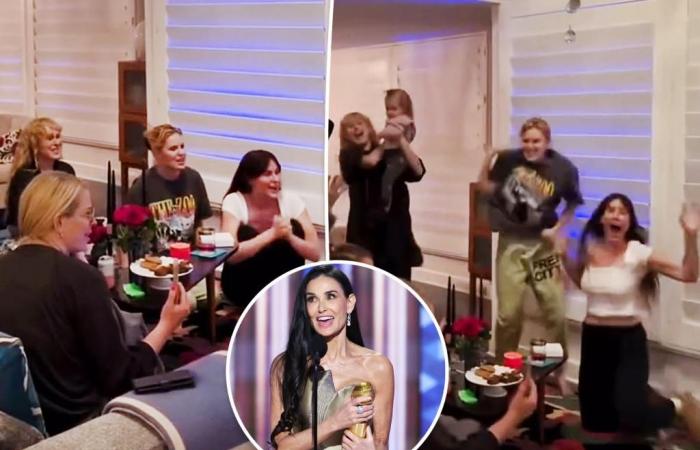 Demi Moore y las hijas de Bruce Willis celebran su victoria en los Globos de Oro 2025