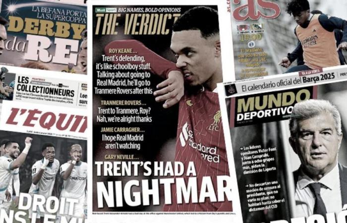 Trent Alexander-Arnold es humillado por la prensa inglesa, el presidente del Barça está en el banquillo