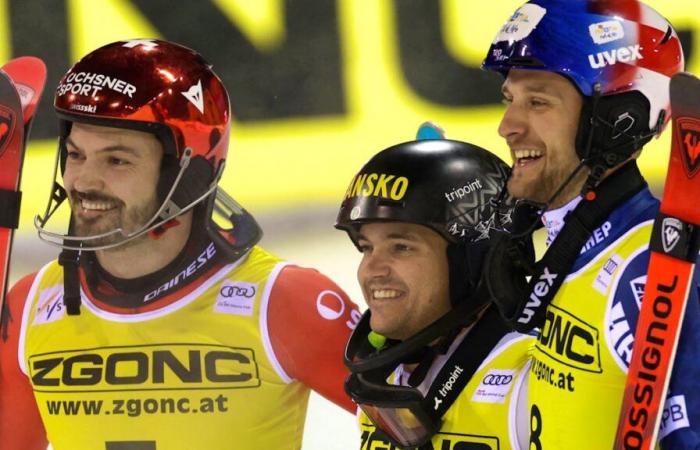 Completa la primera carrera de slalom en Madonna di Campiglio.