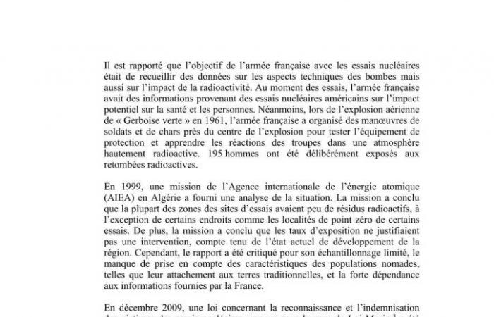 Francia llevó a cabo diecisiete ensayos nucleares en el Sáhara argelino entre 1960 y 1966, pero de acuerdo con los sucesivos gobiernos argelinos.