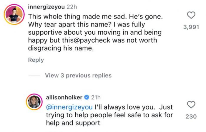 Allison Holker responde a la reacción de los seres queridos de Twitch