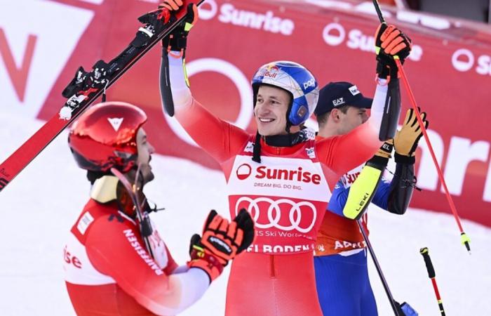 Marco Odermatt gana por delante de Loïc Meillard en Adelboden