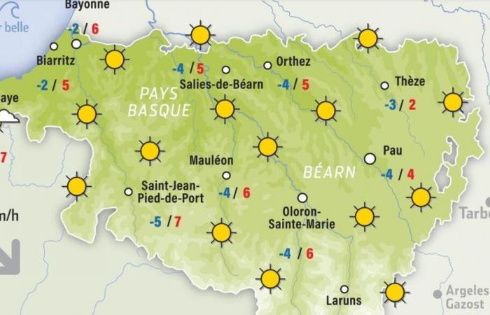 Previsión de Météo France para este lunes 13 de enero en Pau, Béarn y el País Vasco: sol y frío