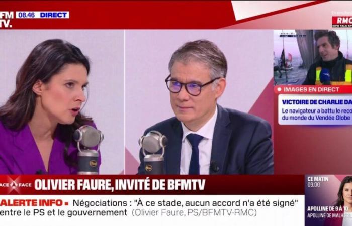 un poco frustrada, Apolline de Malherbe ataca a Olivier Faure, la entrevista se interrumpe