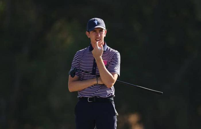 Padraig Harrington con el guardia Tom McKibbin…