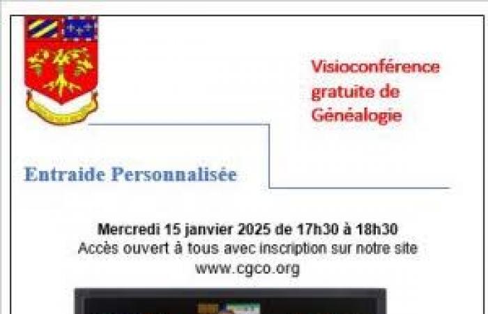 Círculo Genealógico de la Costa de Oro: asistencia mutua personalizada por videoconferencia: reunión, conferencia en Auxonne