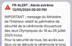 el dispositivo FR-Alert activado para enviar un mensaje informativo sobre los Juegos Olímpicos de 2024