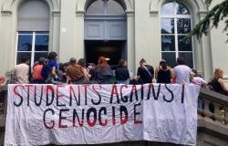 Gaza-Protesta en Basilea Unida: los estudios de la Ronda 50 se sitúan en Bernoullianum