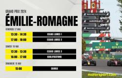 El programa del GP de F1 de Emilia-Romaña 2024