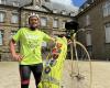 Niort, Londres, París: el loco desafío de este hombre en su inusual bicicleta