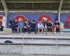 Jóvenes pintaron un fresco en la tribuna de un estadio en Sarlat