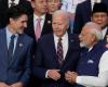 El primer ministro Modi, Justin Trudeau y Joe Biden capturados en un fotograma de una foto familiar del G20 en Río de Brasil | Últimas noticias India