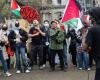 Manifestación pro-palestina en Montreal: los manifestantes queman una fotografía de Netanyahu