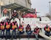 La CGT de los ferroviarios se movilizó frente a la estación de Saint-Brieuc este jueves por la mañana