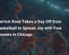 Derrick Rose se toma el día libre para repartir alegría con flores gratis en Chicago