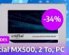 Ventas de SSD: el Crucial MX500 se vuelve económico en la versión de 2 TB gracias a una rebaja del 34% en su precio