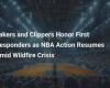 Lakers y Clippers rinden homenaje a los socorristas mientras se reanuda la acción de la NBA en medio de una crisis de incendios forestales